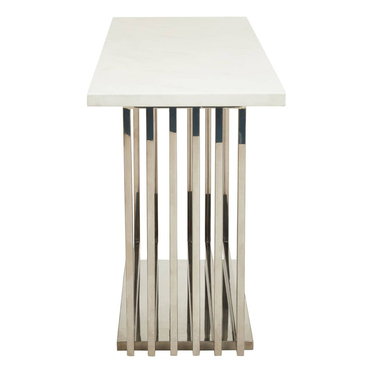 Moda White Faux Marble Console Table With Silver Finish Frame