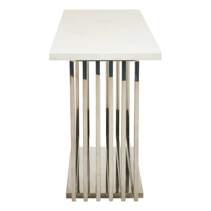 Moda White Faux Marble Console Table With Silver Finish Frame
