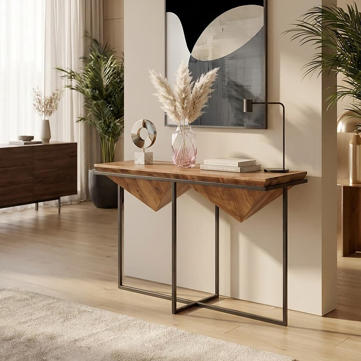 Shimla Acacia Pyramid Console Table