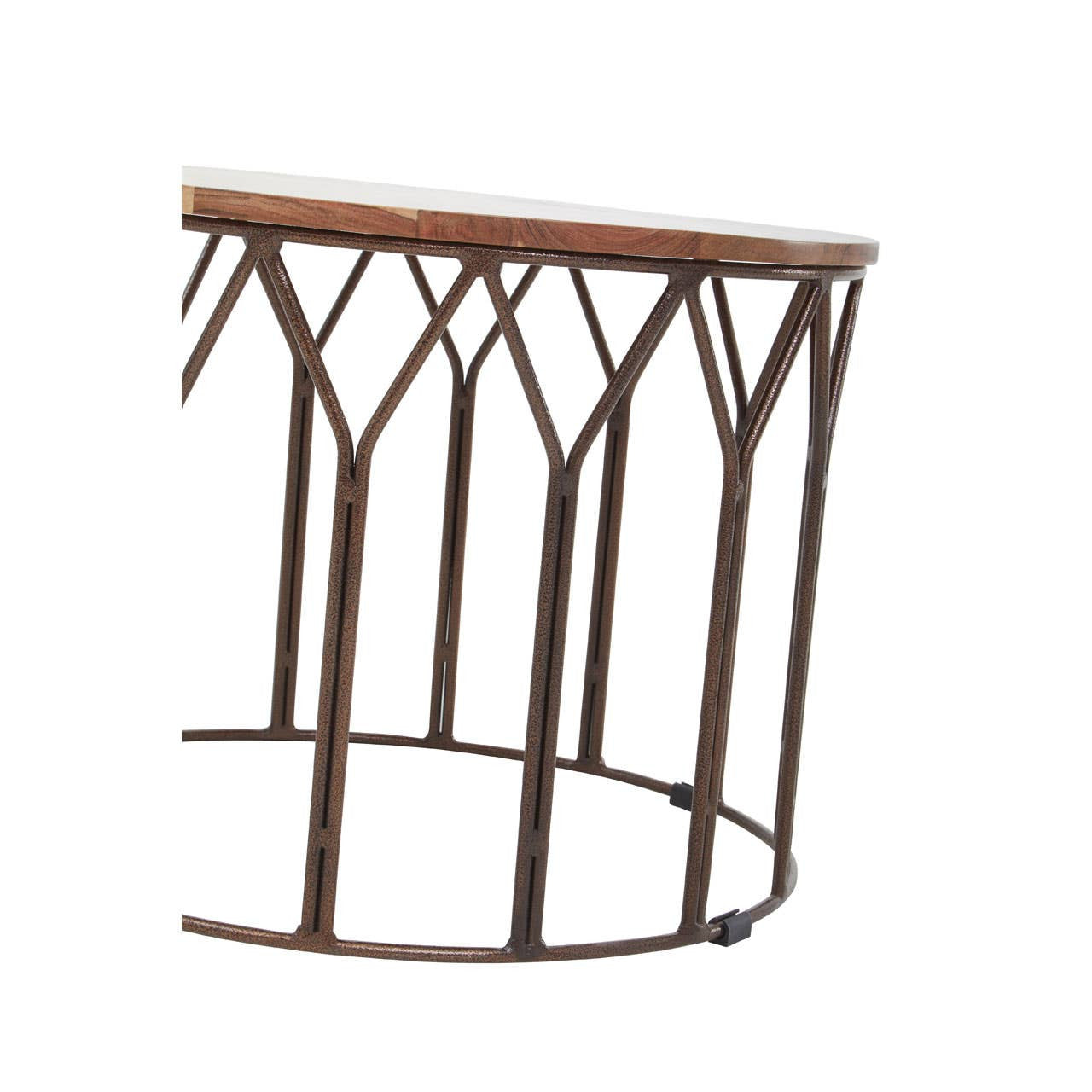Boho Acacia Wood Round Coffee Table