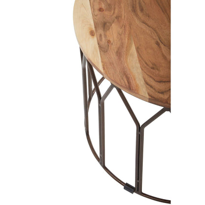 Boho Acacia Wood Round Coffee Table