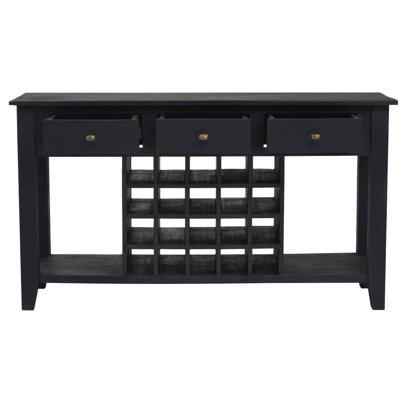 Fusion Black Mango Wood Console Table with Wine Storage