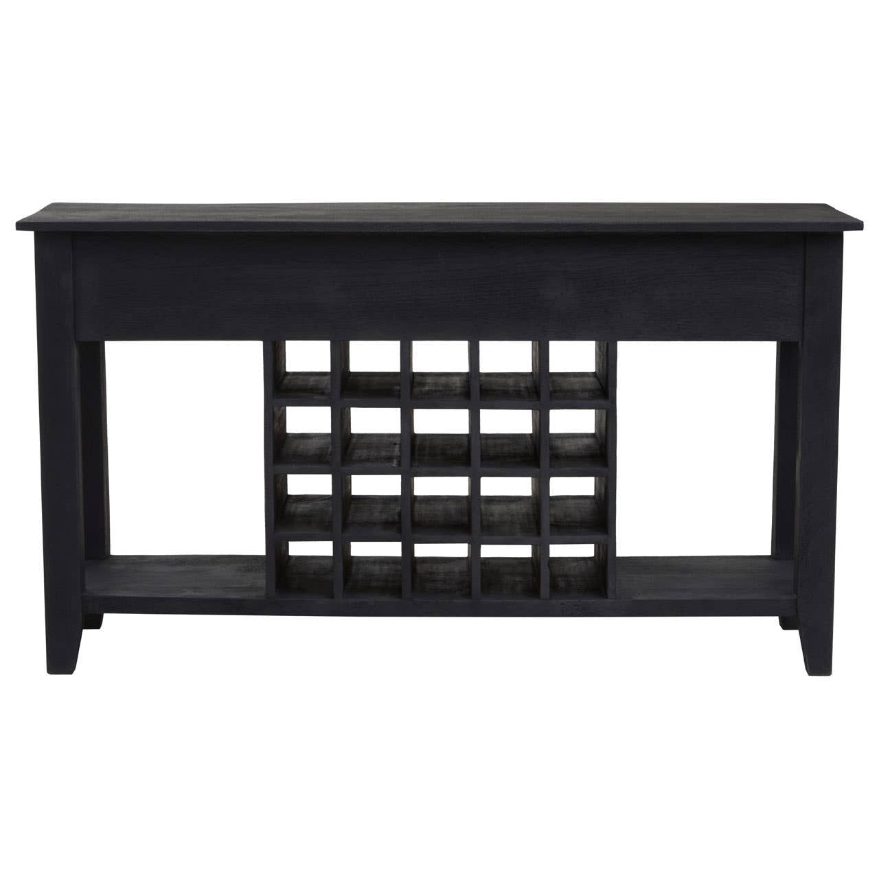 Fusion Black Mango Wood Console Table with Wine Storage