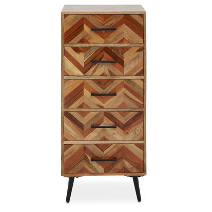 Boho Five Drawer Mango Wood Chest