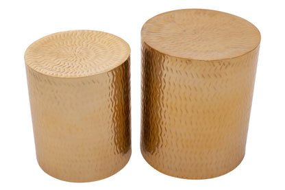 Templar Set of 2 Gold Finish Side Tables and Stools