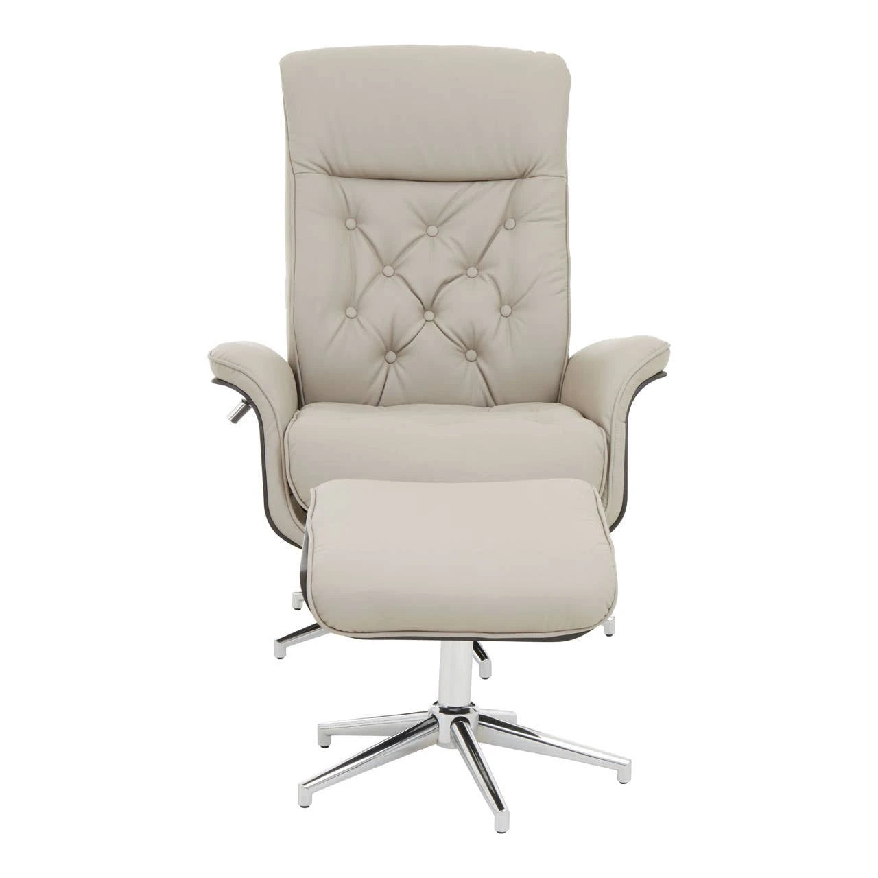 Warrington Mink Leather Effect Recliner And Footstool