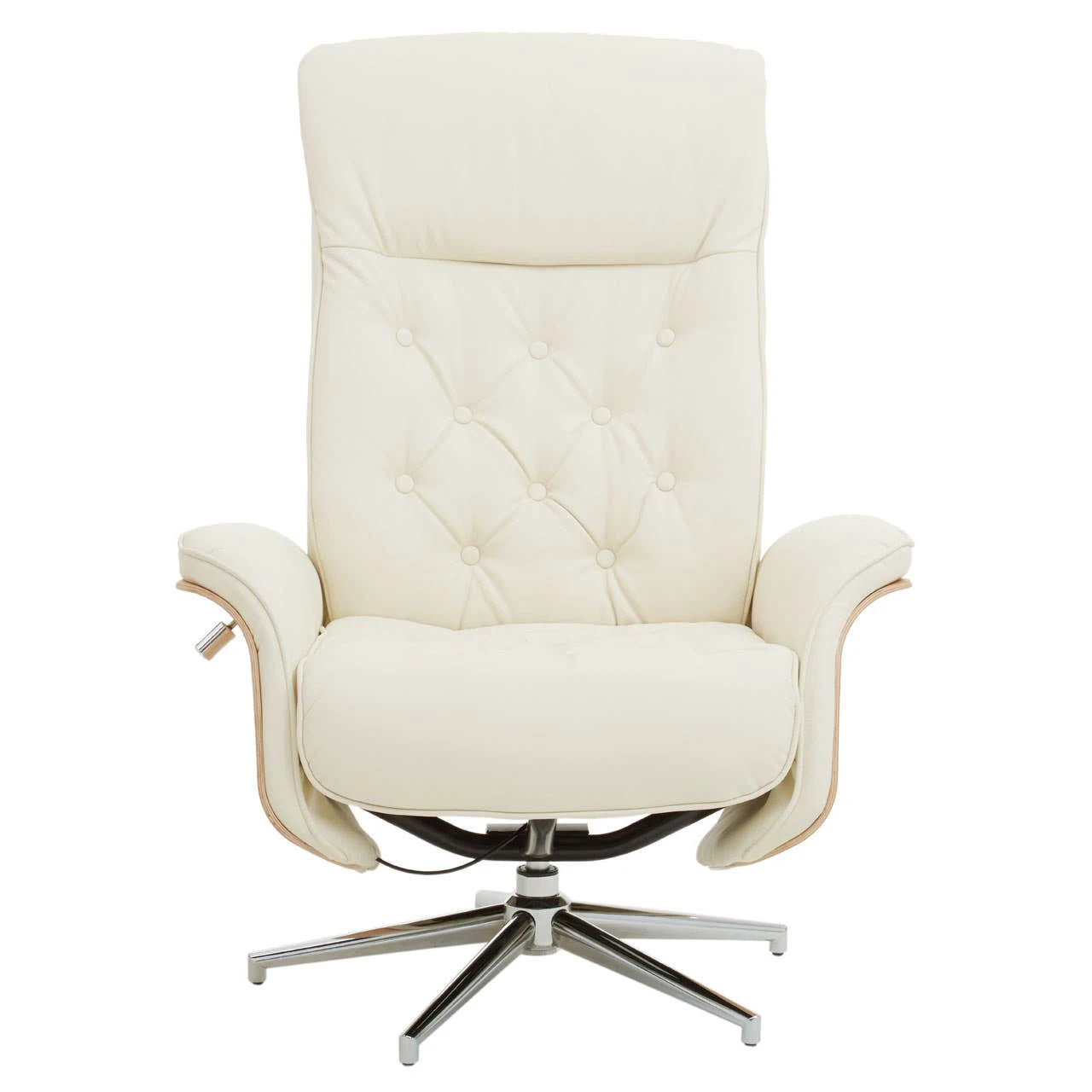 Warrington Ivory Leather Effect Recliner And Footstool