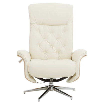 Warrington Ivory Leather Effect Recliner And Footstool
