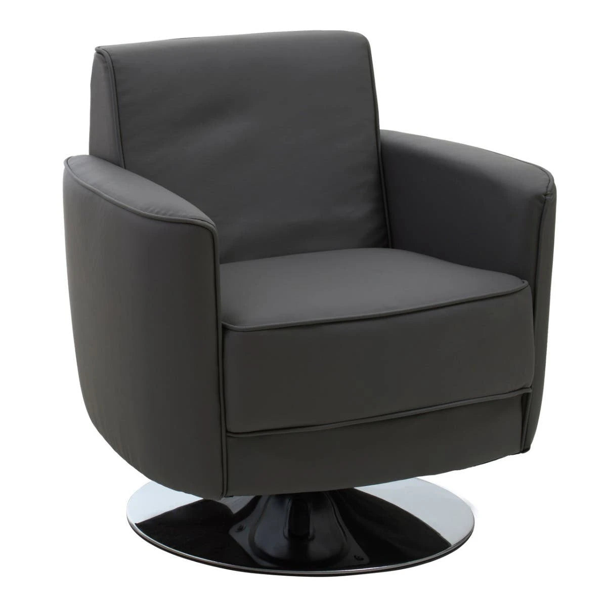 Wester Grey Leather Effect Swivel Chair