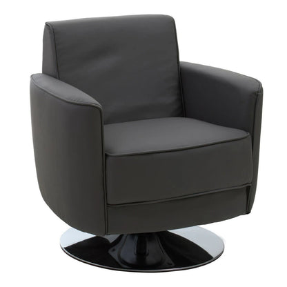 Wester Grey Leather Effect Swivel Chair