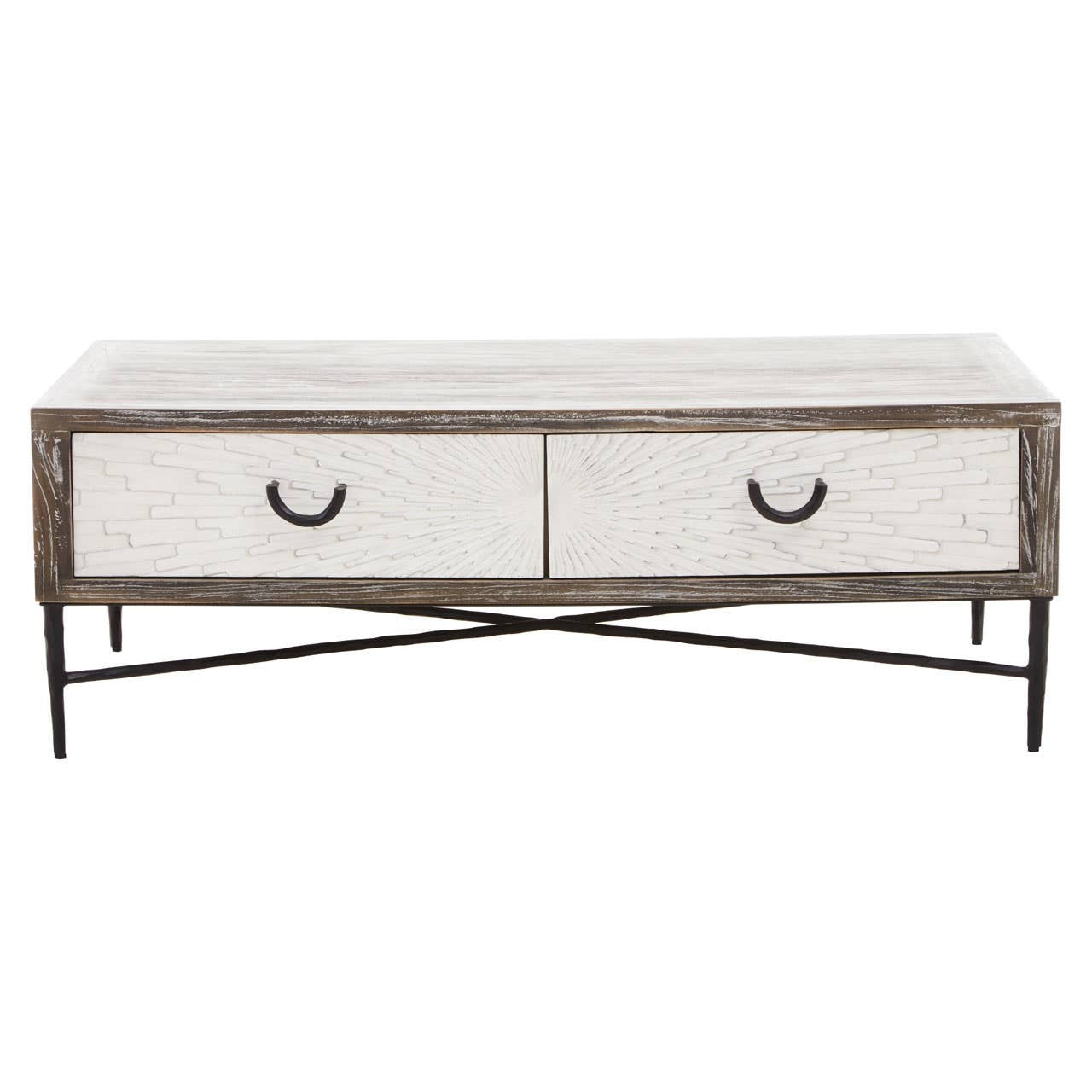 Milan 2 Drawer Recycled Elm Wood Coffee Table