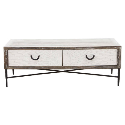 Milan 2 Drawer Recycled Elm Wood Coffee Table