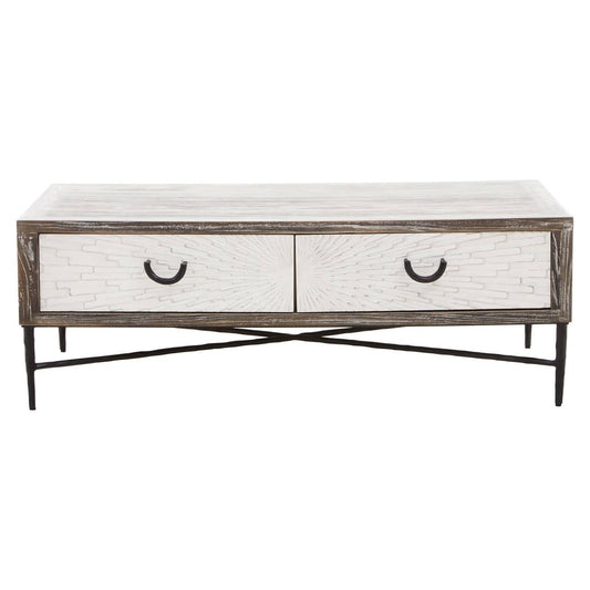 Milan 2 Drawer Recycled Elm Wood Coffee Table