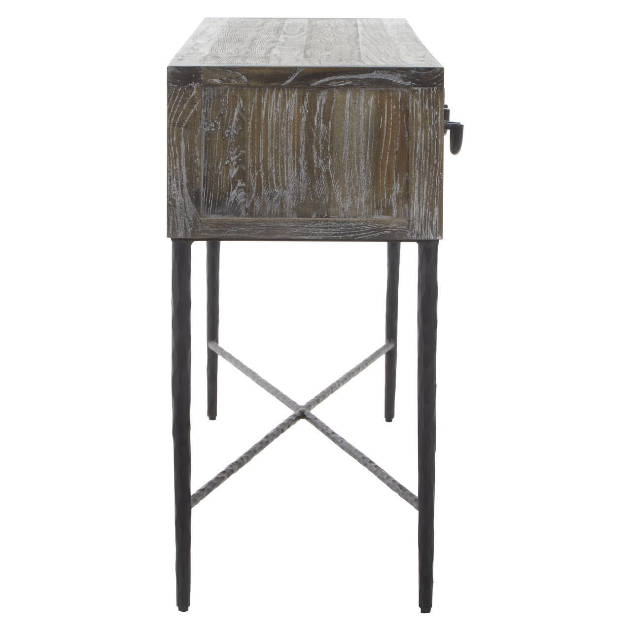 Milan Four Drawer Elm Wood Console Table