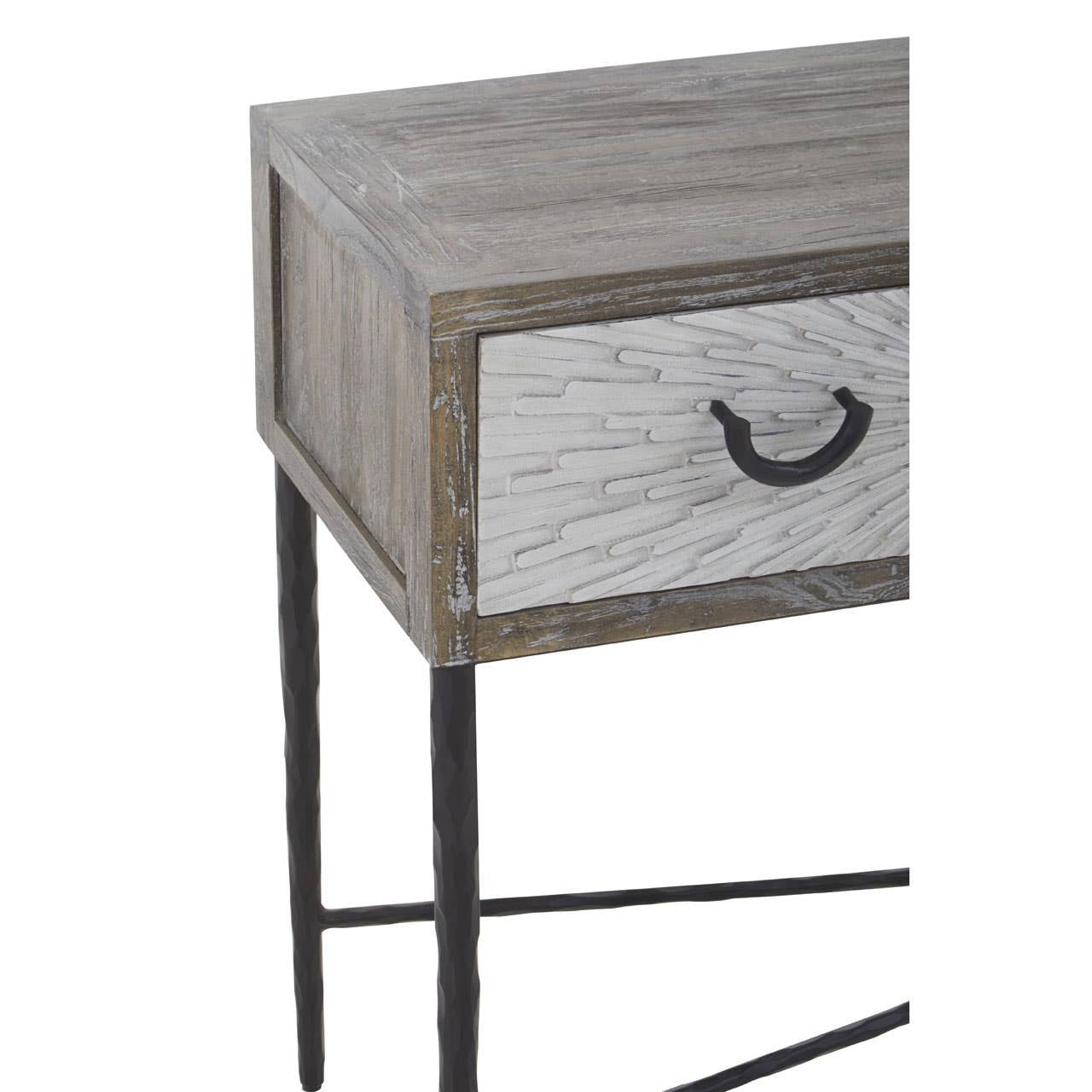 Milan Four Drawer Elm Wood Console Table