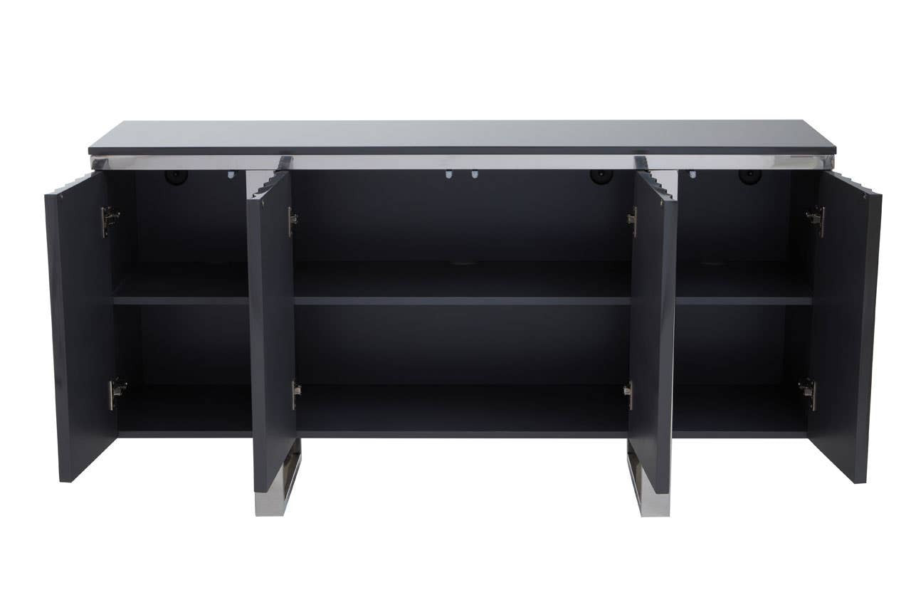 Genoa Four Door Grey Gloss Finish Sideboard
