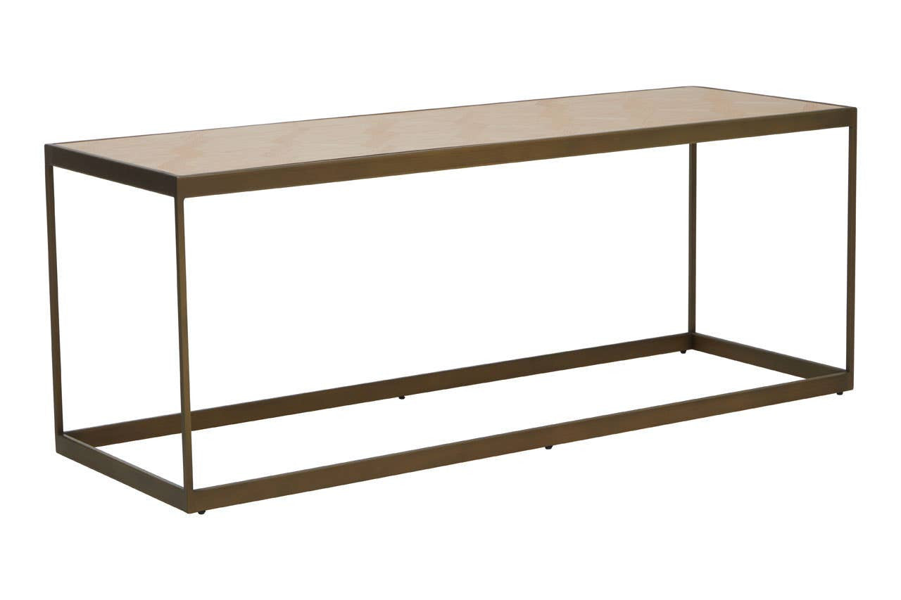 Grenoble Oak Veneer and Brushed Brass Coffee Table