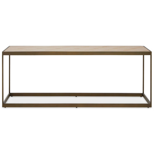 Grenoble Oak Veneer and Brushed Brass Coffee Table