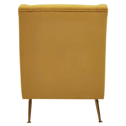Doucet Yellow Velvet Chair With Gold Finish Legs