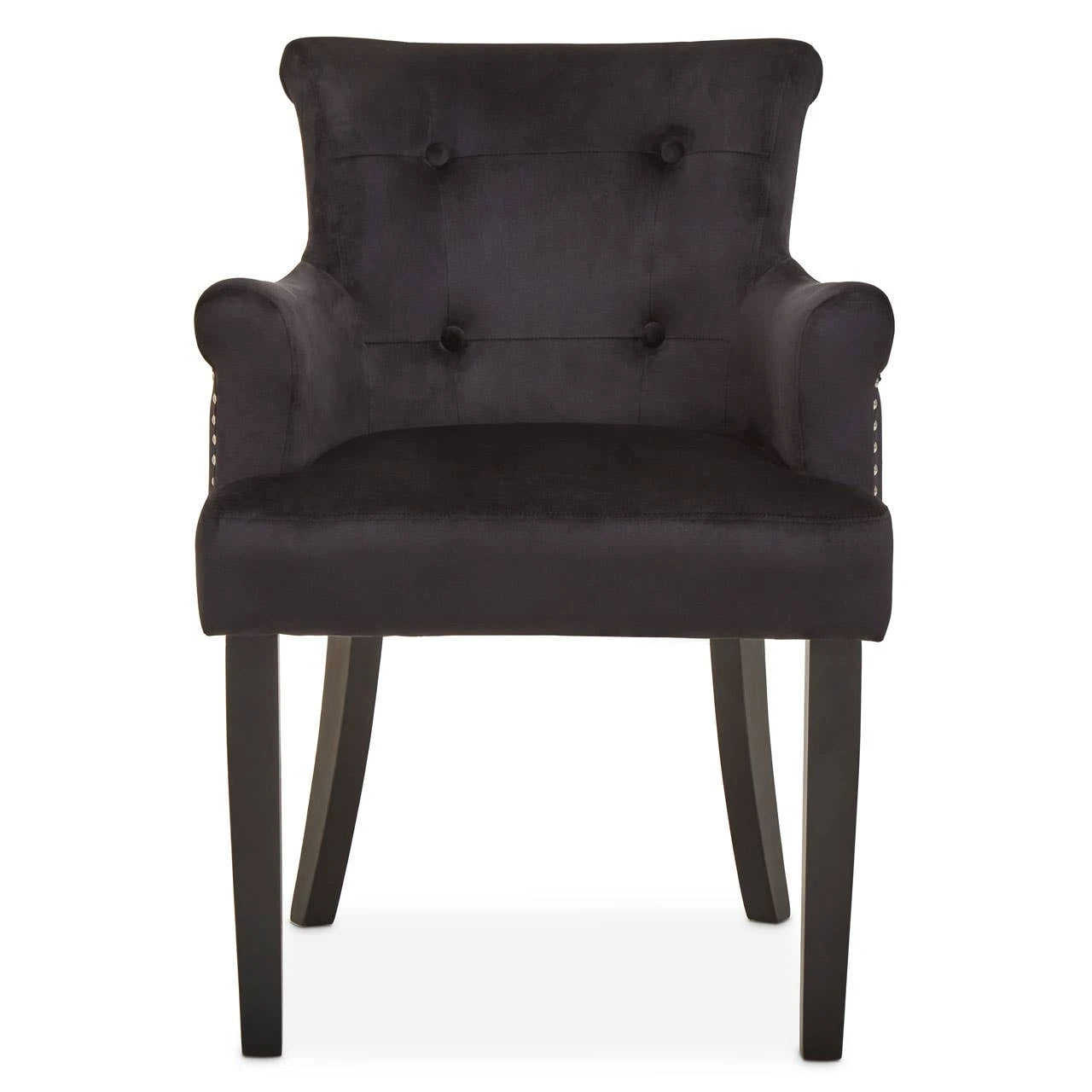 Doucet Black Velvet Dining Chair With Ring Back