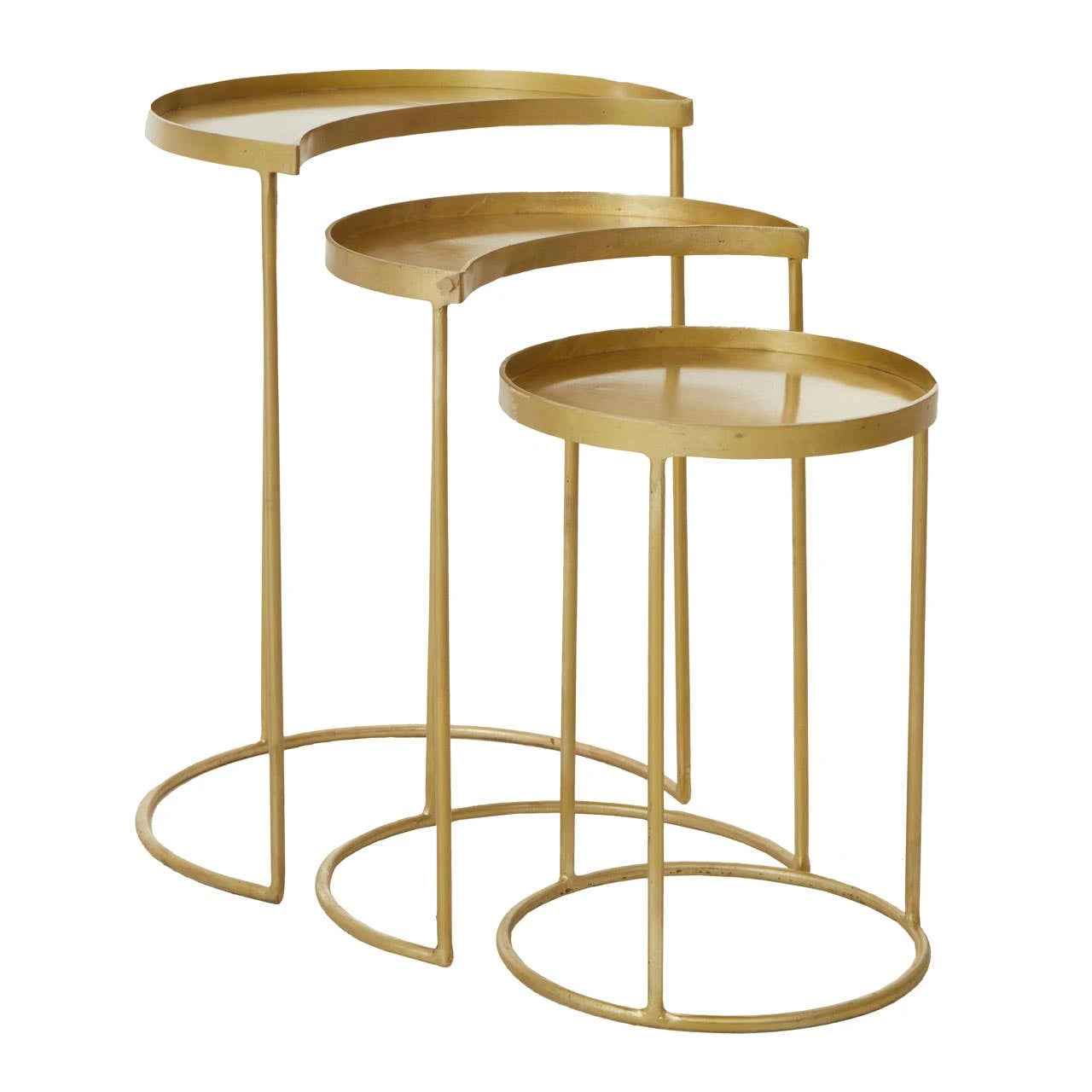 Suar Nest Of Three Antique Brass Finish Side Tables