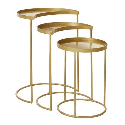 Suar Nest Of Three Antique Brass Finish Side Tables