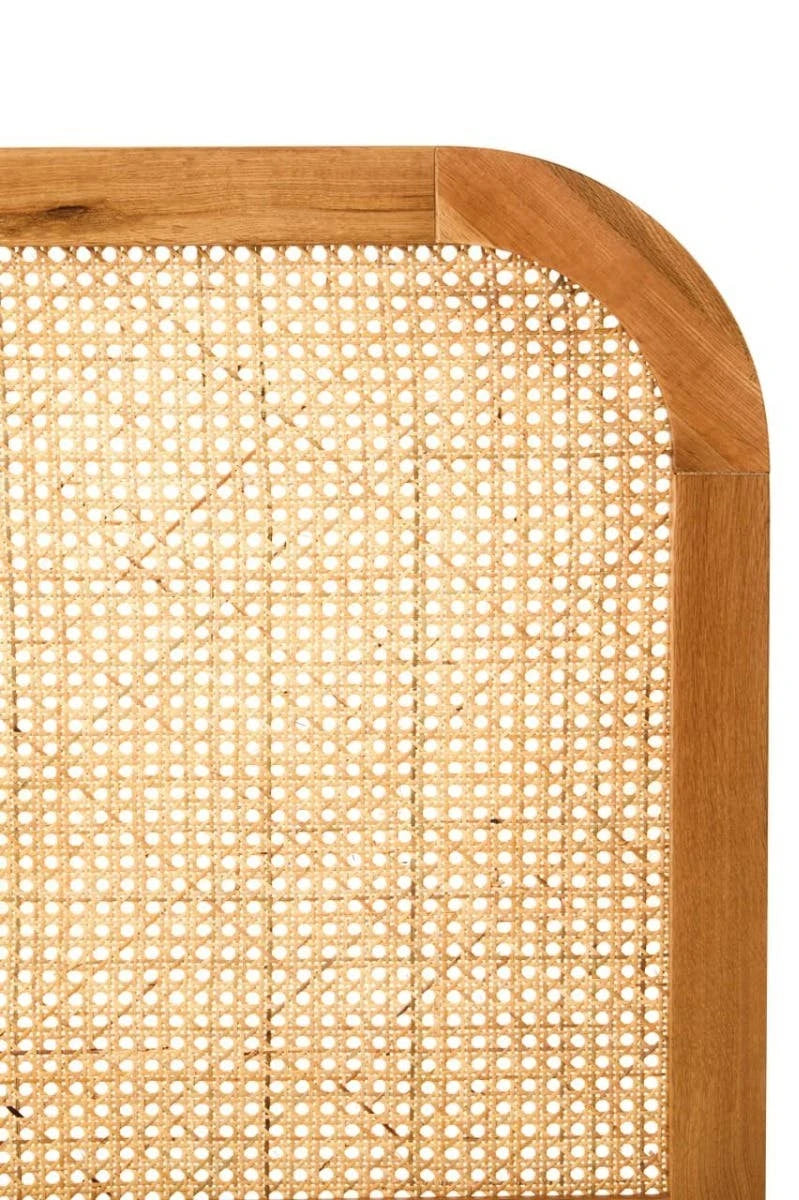 Lyon Rattan and Oak Wood Double Bed Headboard