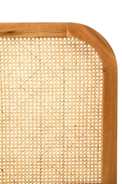 Lyon Rattan and Oak Wood Double Bed Headboard