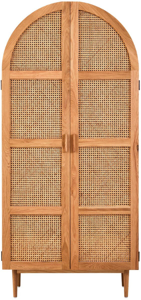 Lyon Rattan and Oak Wood 2 Door Wardrobe