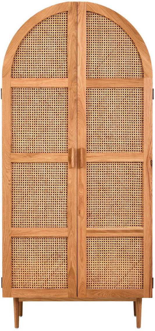 Lyon Rattan and Oak Wood 2 Door Wardrobe
