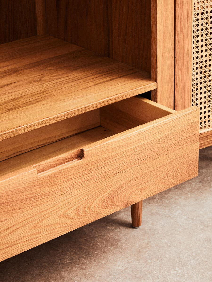 Lyon Rattan and Oak Wood 2 Door Wardrobe