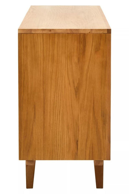 Lyon Rattan and Oak Wood 4 Door Sideboard