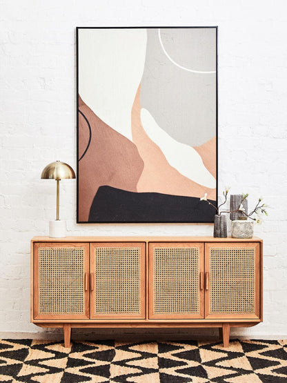 Lyon Rattan and Oak Wood 4 Door Sideboard