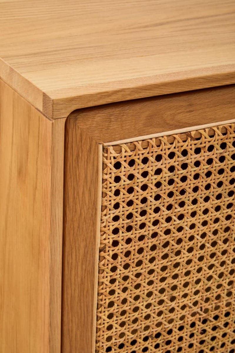 Lyon Rattan and Oak Wood 4 Door Sideboard