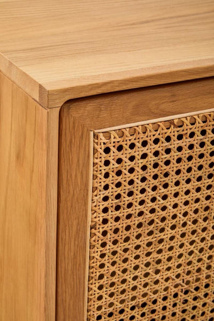 Lyon Rattan and Oak Wood 4 Door Sideboard