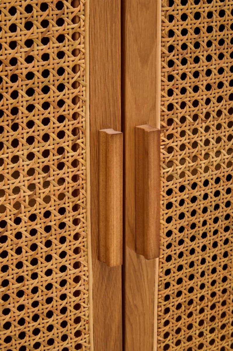 Lyon Rattan and Oak Wood 4 Door Sideboard