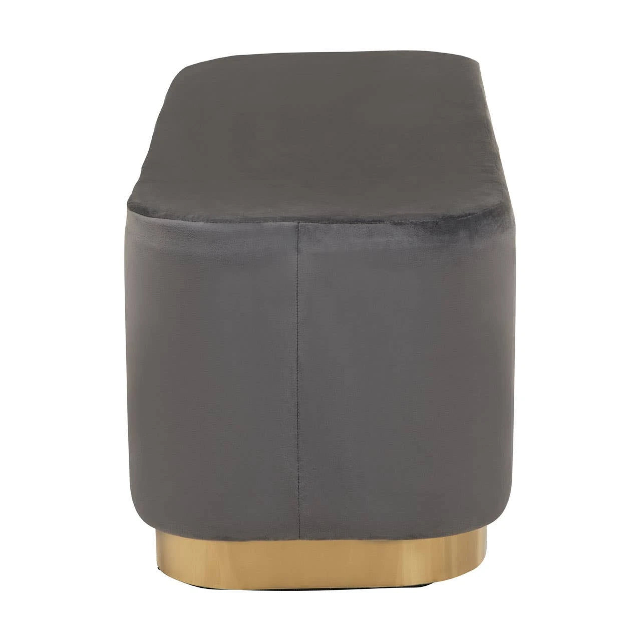 Hartford Grey Velvet Bench with Matte Gold Base
