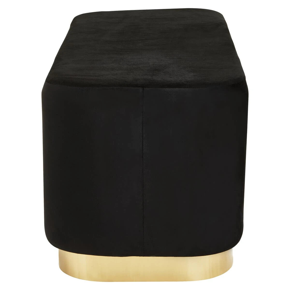 Hartford Black Velvet Bench With Matte Gold Base