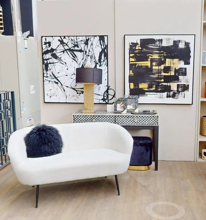 Hartford Black Velvet Bench With Matte Gold Base