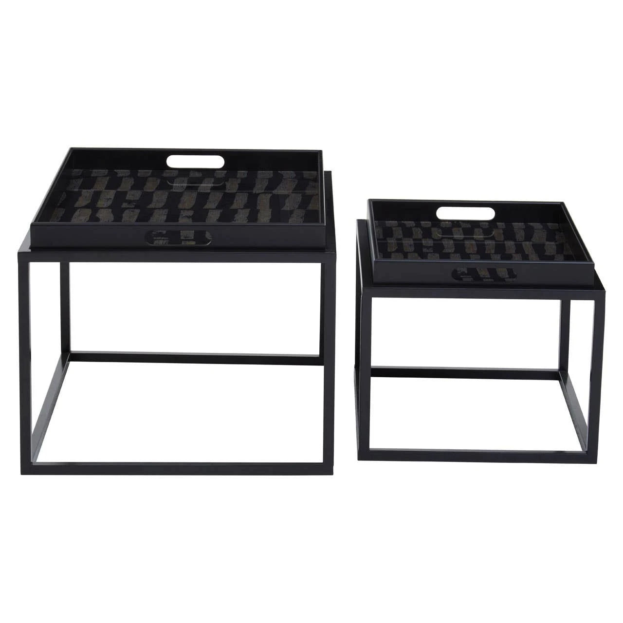 Celina Black and Gold Set Of 2 Nesting Tray Tables