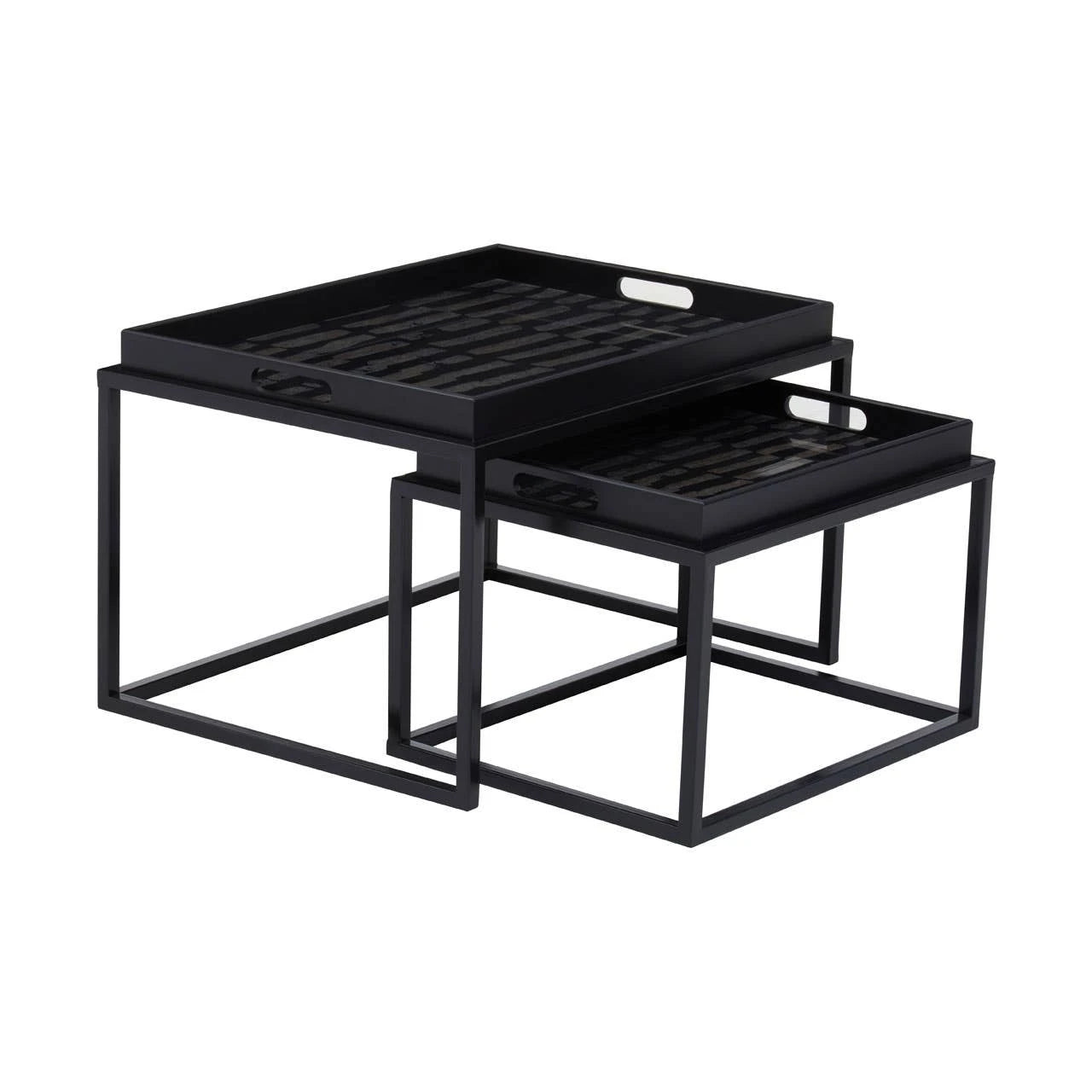 Celina Black and Gold Set Of 2 Nesting Tray Tables