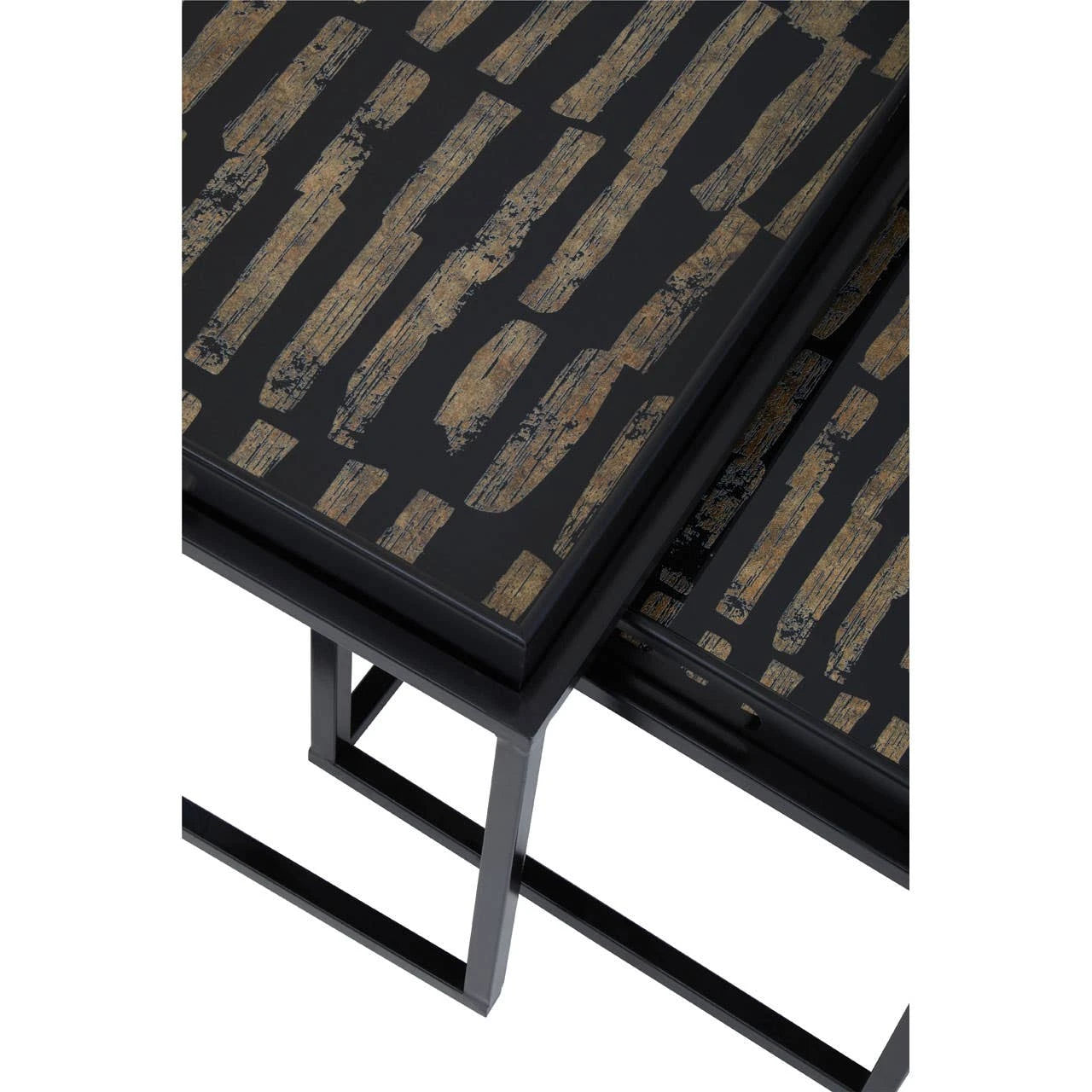 Celina Black and Gold Set Of 2 Nesting Tray Tables