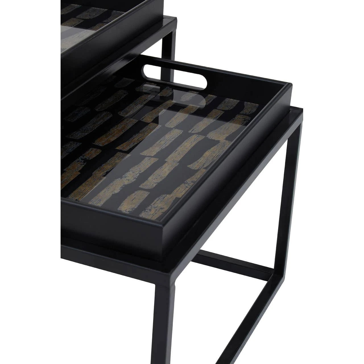 Celina Black and Gold Set Of 2 Nesting Tray Tables