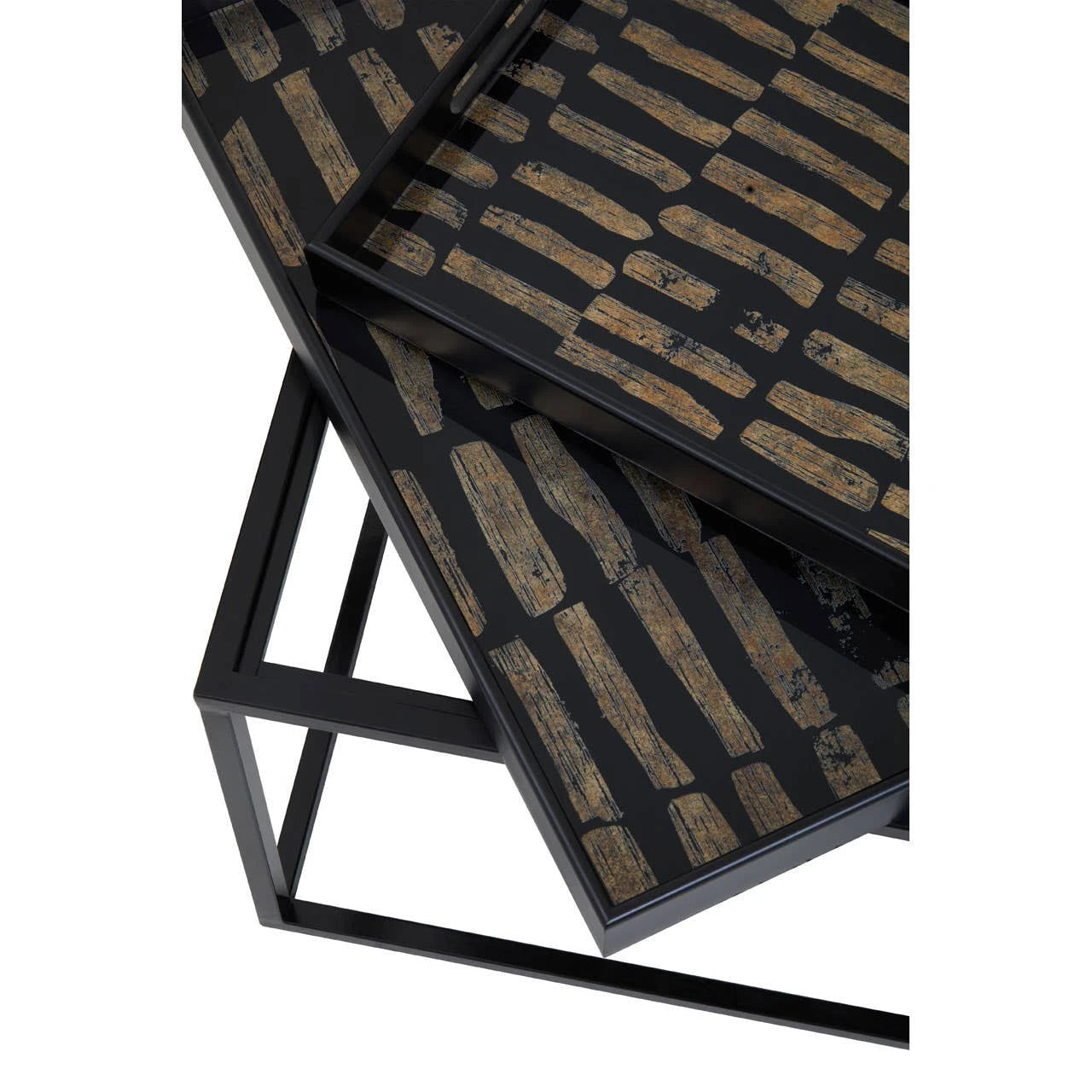Celina Black and Gold Set Of 2 Nesting Tray Tables