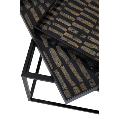 Celina Black and Gold Set Of 2 Nesting Tray Tables