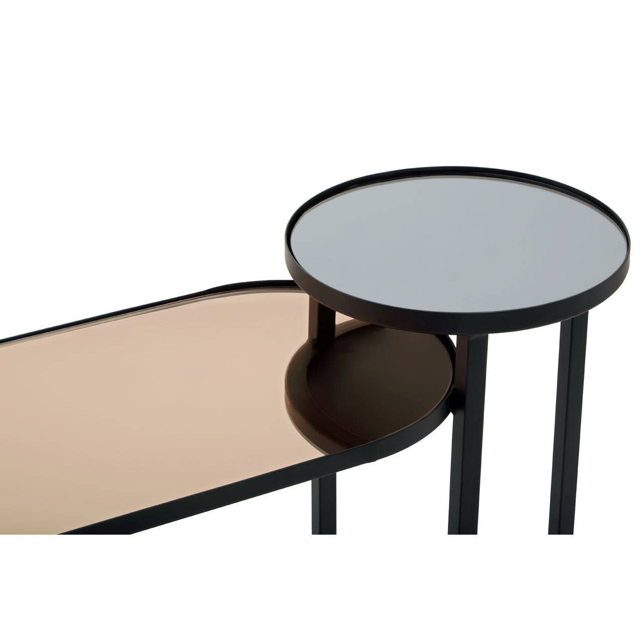 Cercle Smoked Mirror 2 Tier Console Table