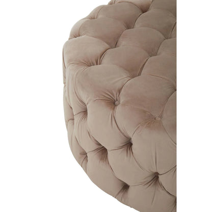 Suri Beige Velvet Round Ottoman Stool