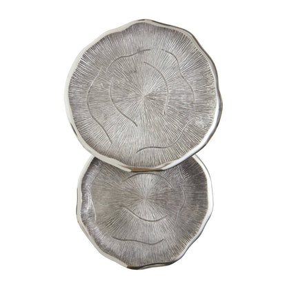 Silva Set Of Two Oak Effect Silver Top Side Tables