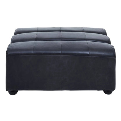King Antique Black Leather Modular Ottoman