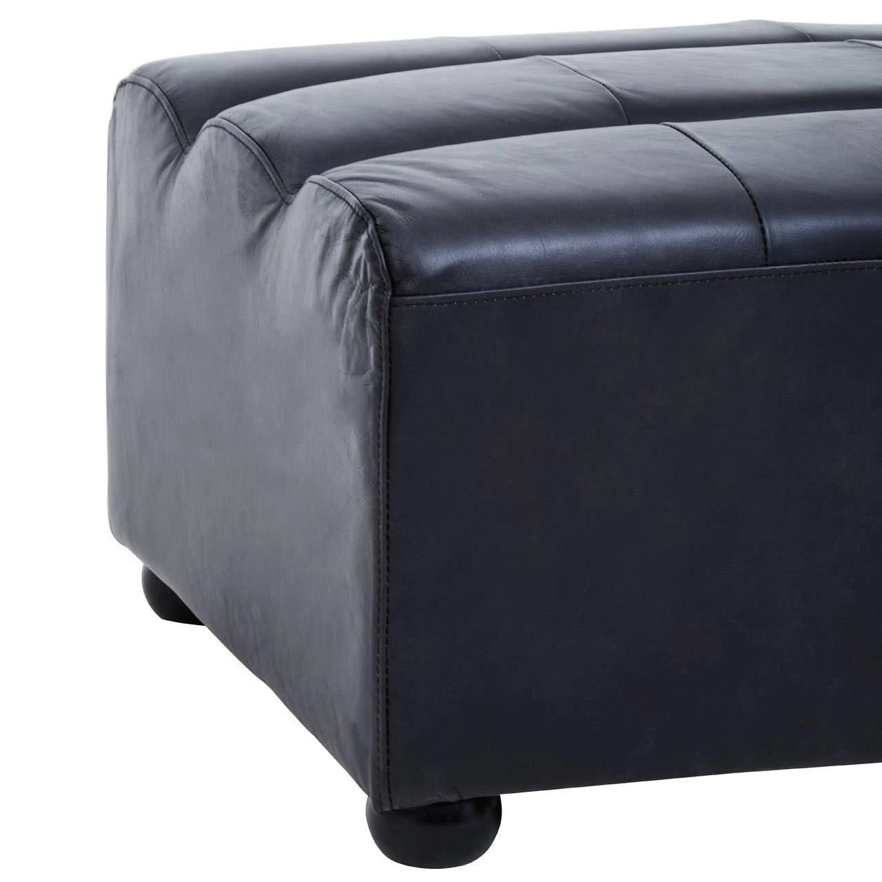 King Antique Black Leather Modular Ottoman